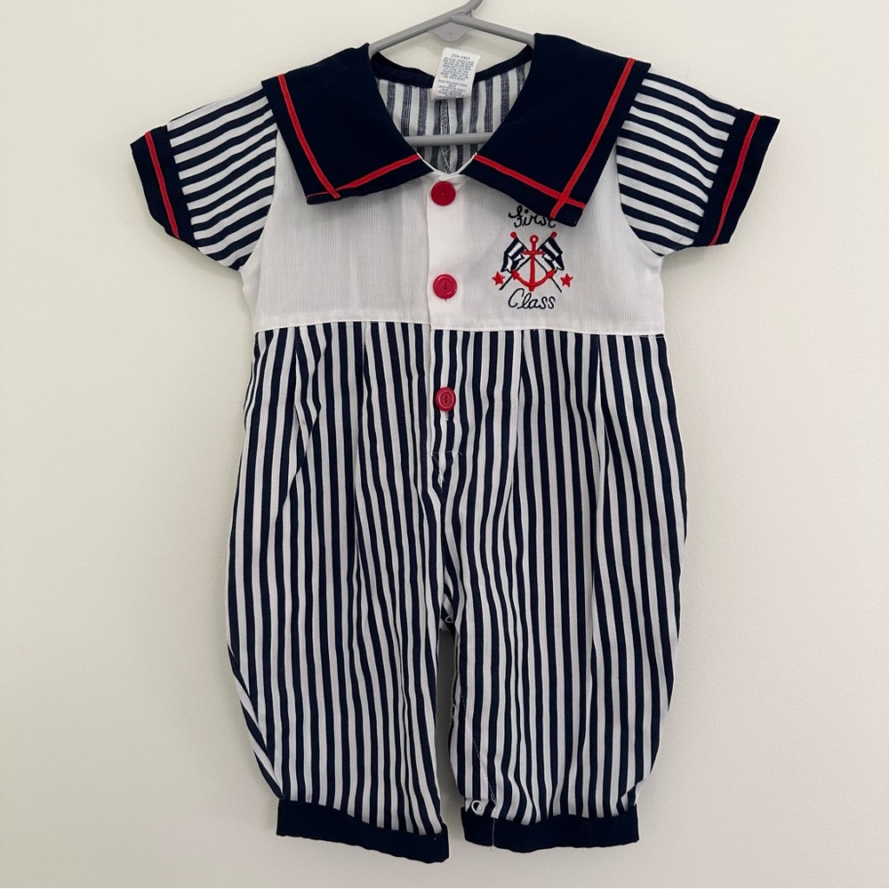 Vintage Baby Sailor Suit Nautical Theme One Piece size 3-6 Months Retro 80's
